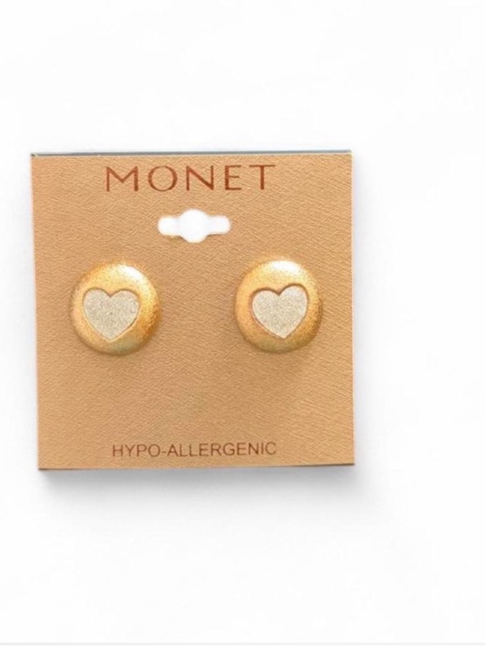 Monet Gold Heart Center Stud Earrings